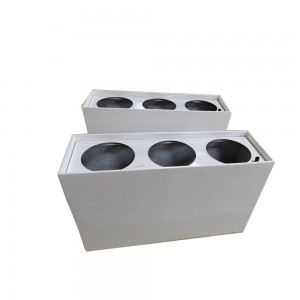 Resin Rectangular Fiberglass White Planter Box Three Hole Wholesale