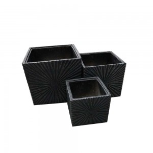 Fiberglass Set of 3 Stackable Square Flower Pot Fold Pattern Wholesale