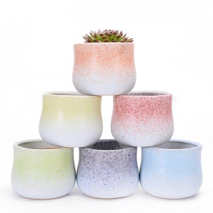 2020 modern Eco-friendly Flowerpot Round pot For Home cute matt glaze dot Ceramic Flower green succulent Pots Planter