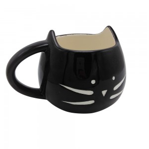 Black ceramic mug ,Cat  ceramic coffee mug custom