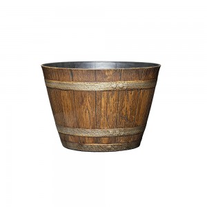 Whiskey Barrel Planter , Distressed Oak Fiberglass Custom Size