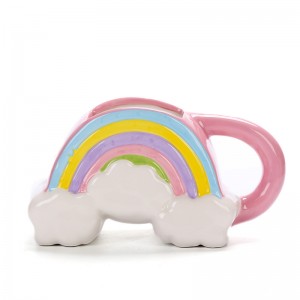 Irregular Creative Rainbow Mug Ceramic With Cloud Emboss Inductive Rainbow Color Cup