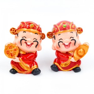 China Style Mini Cute Gold of Wealth Doll for Gifts or Decoration; Funny Wealth God Resin Statue