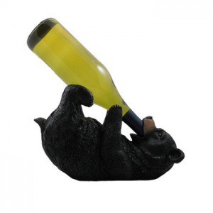 Customized Resin Wine Holder; Black Bear Lovely Cute Wine Glass Holder; Creative Resin Figurine Animal Wine Bottle Holder