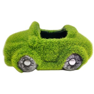 Terracotta Car Shape Pot Small with Green Grass Wrap