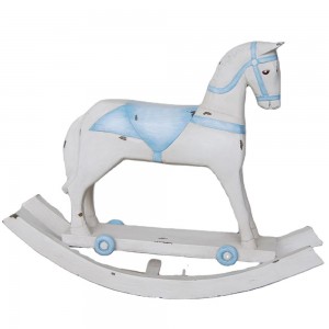 Custom Vintage Blue Rocking Horse Decor; Customized Rocking Horse For Kids