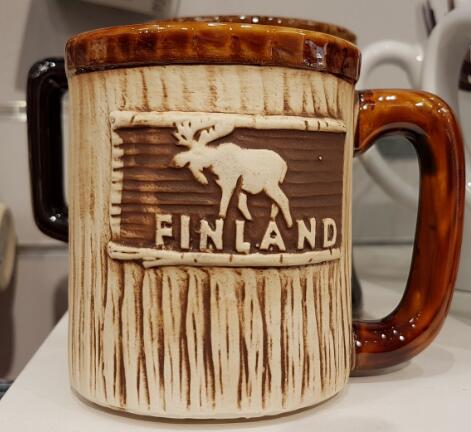 Stoneware souvenir elk emobossed mug  ,finland elk souvenir mugs