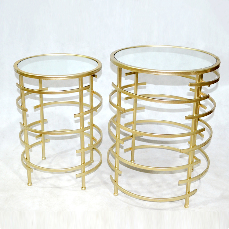Nordic Gold  Metal Wedding Flower Stand glass top Iron Plant Stand set