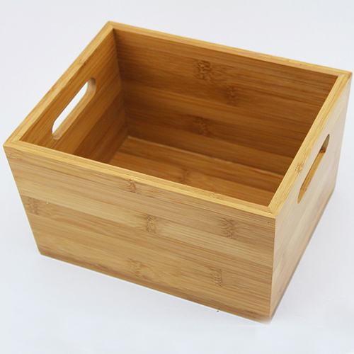 Bamboo Storage Box for Baby Products & Nursery Supplies Durable Bin Dual Handles Stackable Use to Store Diapers Wipes Essentials