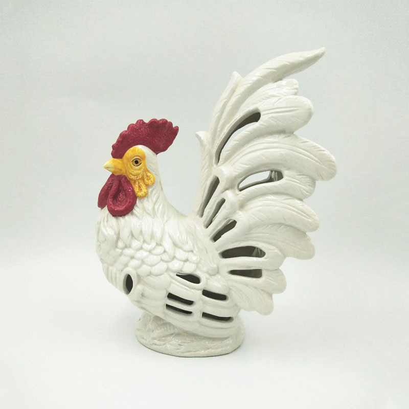 Country Rooster and Chicks Candle Tealight Holder, Ceramic