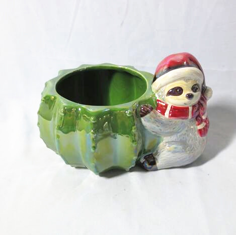 Christmas ceramic cactus sloth planters