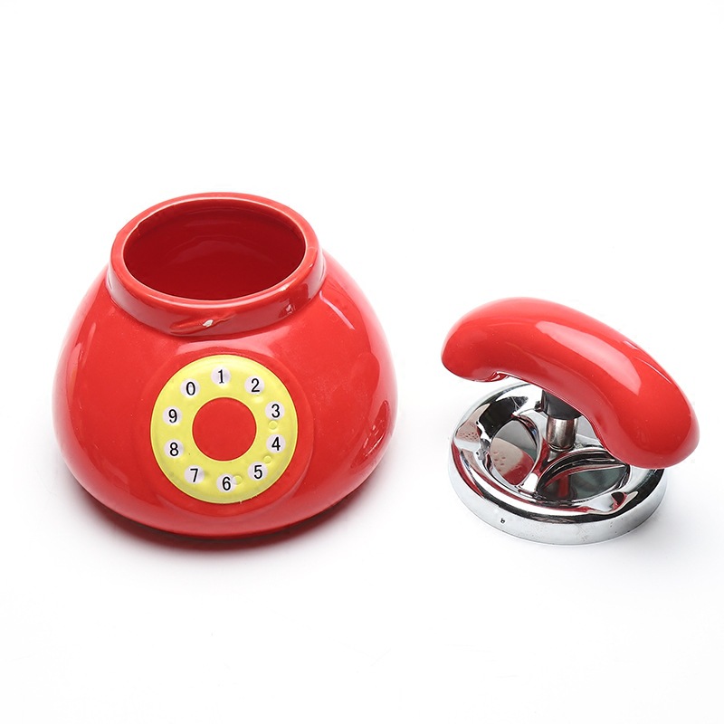 Custom Creative Telephone landline Modeling Ceramic Ashtray Fashion Phone Ashtray Desktop Decoration Red