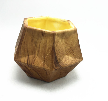 Geometric wooden grain ceramic planters