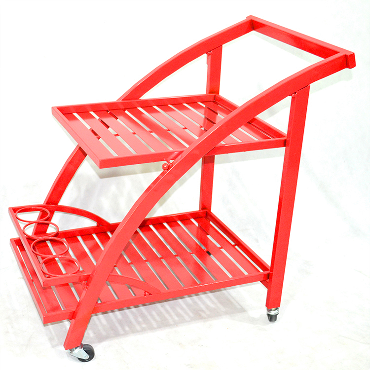 Supply Steel Metal Kitchen Storage Trolley 2 Tier Rolling Cart