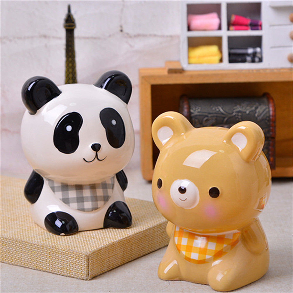 Funny toy Panda And Bear shape piggy bank  Factory  price ceramic money piggy bank   coin bank