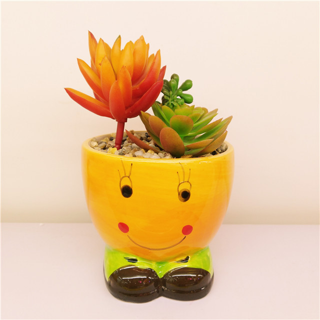 Cartoon Ceramic  Cactus  pots, Handmade Clay flower pots bulk outdoor decoration flower pot