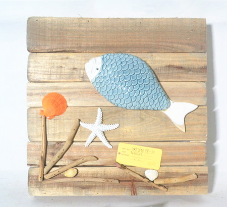 Driftwood sea decoration board ,wooden board sea fish