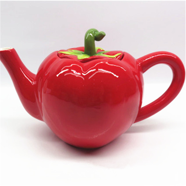 Unique Design  teapot , Hand painted Tomato Shape  Ceramic  Teapot  Factory price tea pot wholesale