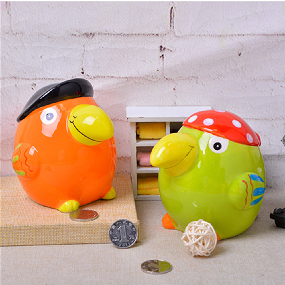 Colorful Ceramic toucan piggy bank large  ceramic hand made piggy bank as gift