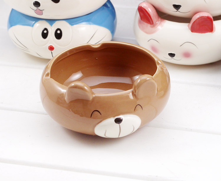 Custom Made Cute Animals Shaped Ceramic Storage Boxes Ashtray, Bear head