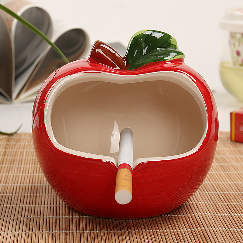 Household Creative Ceramic Cute Fruit Cigarette Holder Home Ashtray Fashion Home Decoration, Apple