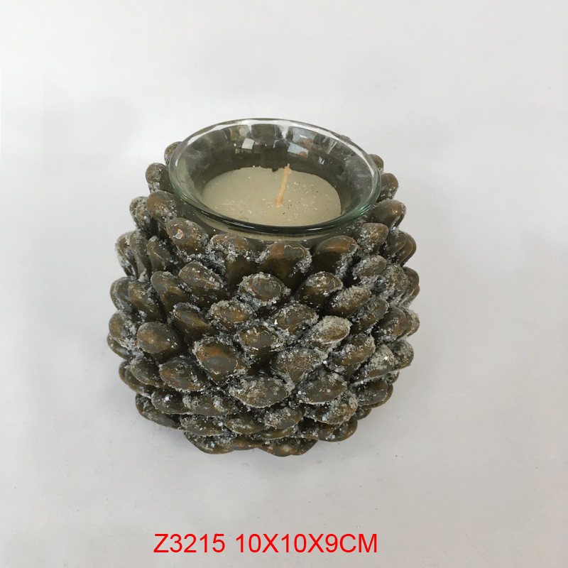 Polyresin Resin Pinecone Candle Holders, Custom accept