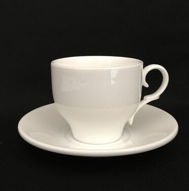 White ceramic  expresso coffee cup and saucers,