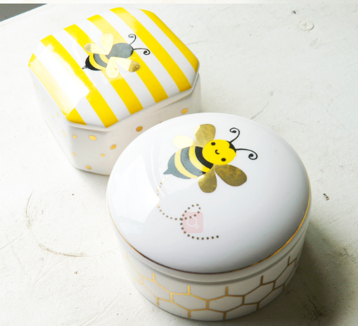 Ceramic  cute apis decal tooth boxes ,kid's first baby tooth box