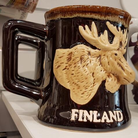 Creative ceramic souvenir elk emobossed mug  ,finland elk souvenir mugs