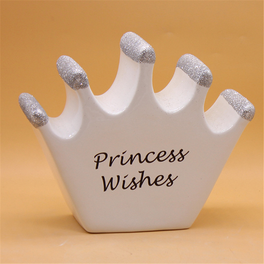 Custom made  Ceramic Princess  crown  piggy bank  Children Toy  money piggy bank three color for choose