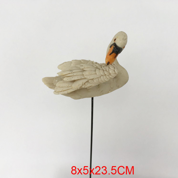 Swan Handmade Decorative Polyresin Resin Plant Stake For Indoor or Outdoor