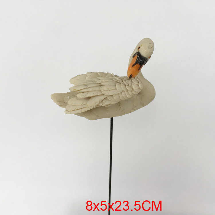 Swan Kinamot Pangdekorasyon Polyresin Resin Plant Stake Kay Indoor o gawas