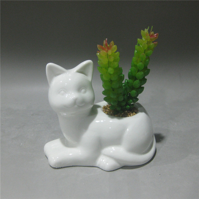 Ceramic  Cat  Succulent  planter  Mini Home decoration Ceramic  plants pot flower pot Set of 4