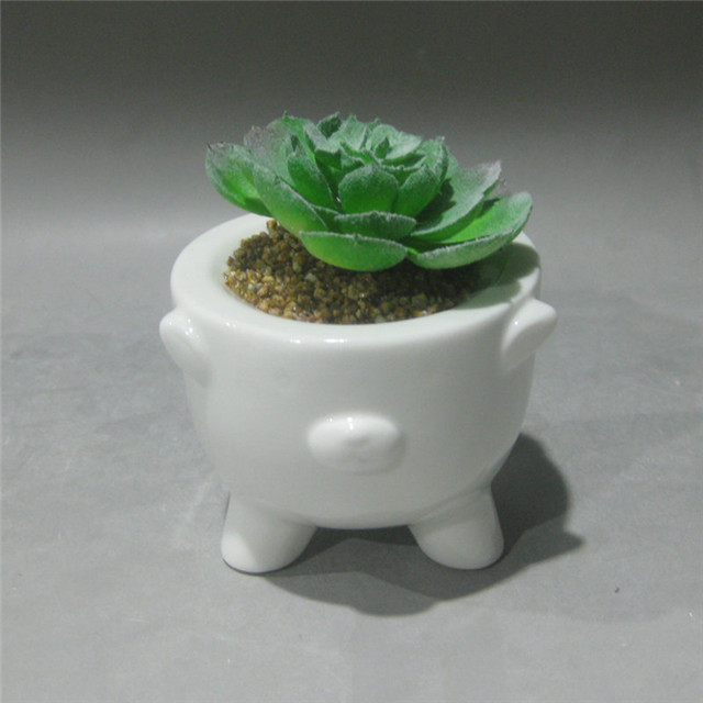 Mini Animal Plant pot ,Cartoon Bear Succulent planter  Desktop Flower pot Ceramic white