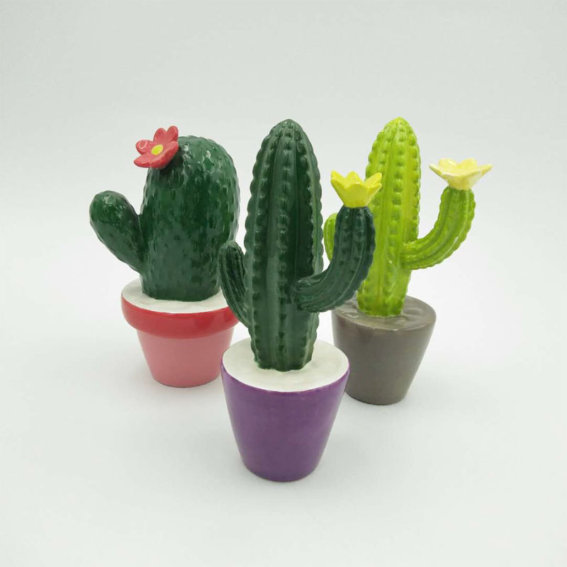 Cactus in Pots Set of 5 Assorted Porcelain Tabletop Sculpture Figurines