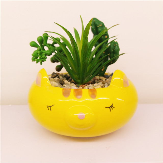 4 Pcs Cute  Ceramic Animal Succulent  Planter pot Flower Pot Flower vase set
