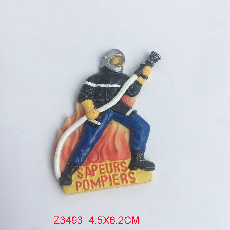 Custom Fireman Figurine Resin Magnet Fridge Officer