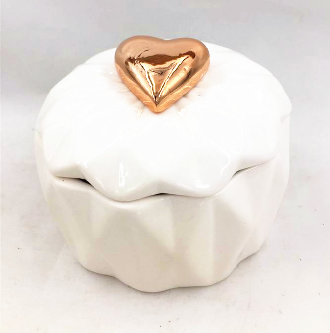Ceramic white round jewelry box ,wedding trinket gift box