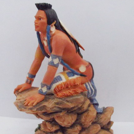 Polyresin  Resin Hand Painted Native American Indian Figurine