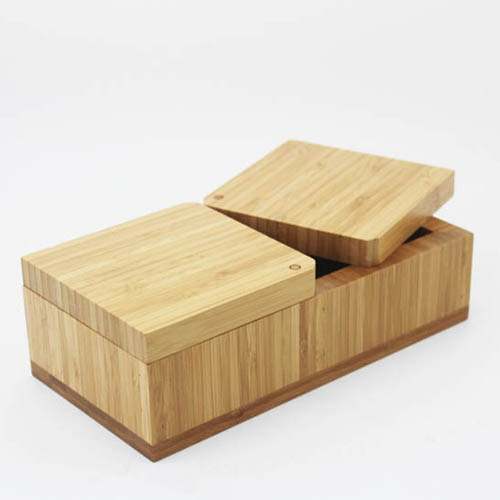 Bamboo Double Square Salt Box