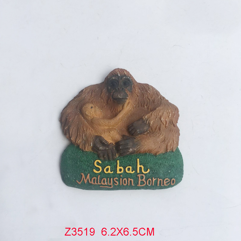 Custom Animal Fridge Magnet, 3D Gorilla animal Resin fridge magnet figurine figure