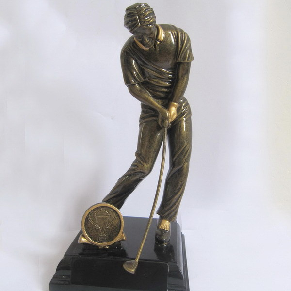 Bronze Man Golfer Resin Stone Statue, Polyresin resin Custom figurine