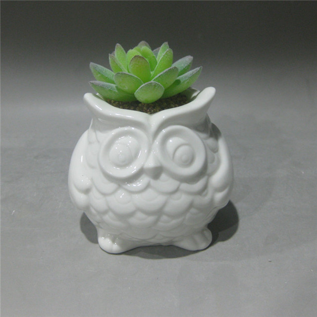 Ceramic Mini Owl shape Flower pot  White Home  Garden Plant pots  succulent planter