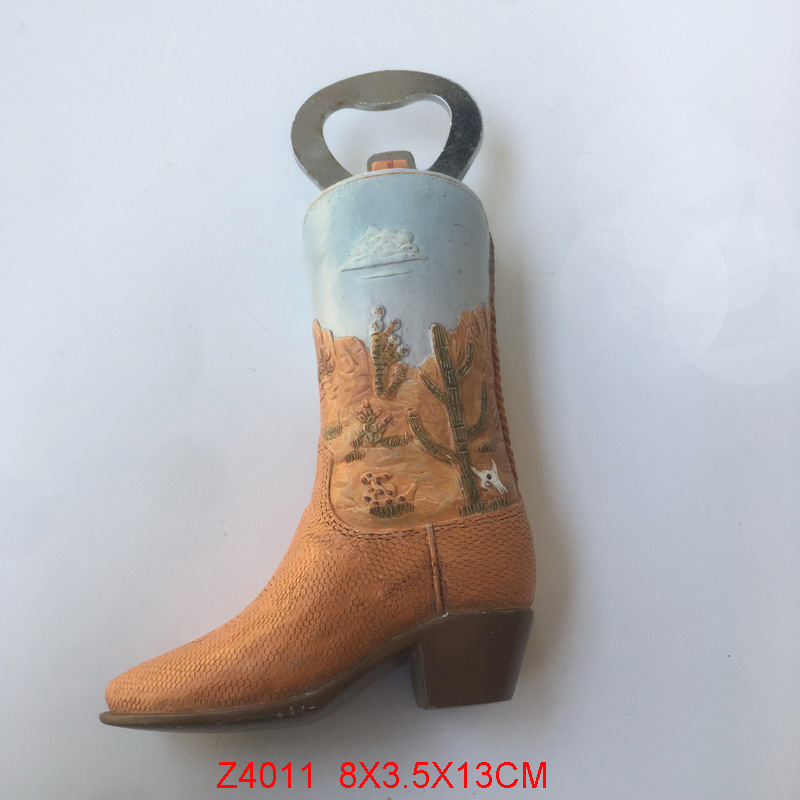 3D Resin Travel Decorative Fridge Magnet Craft Gift Souvenir Tourist Texas Boots with Bottle Opener