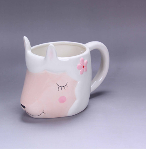 Ceramic cartoon llama mug ,animal sleeping  llama coffee mug