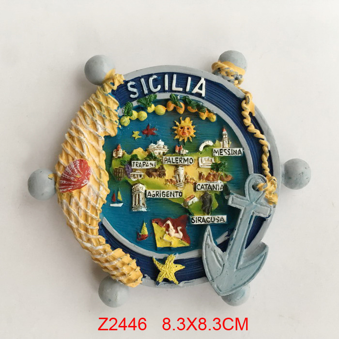 Custom Souvenir Fridge Magnet, Polyresin Resin Refrigerator Magnet – Sicilia Italy