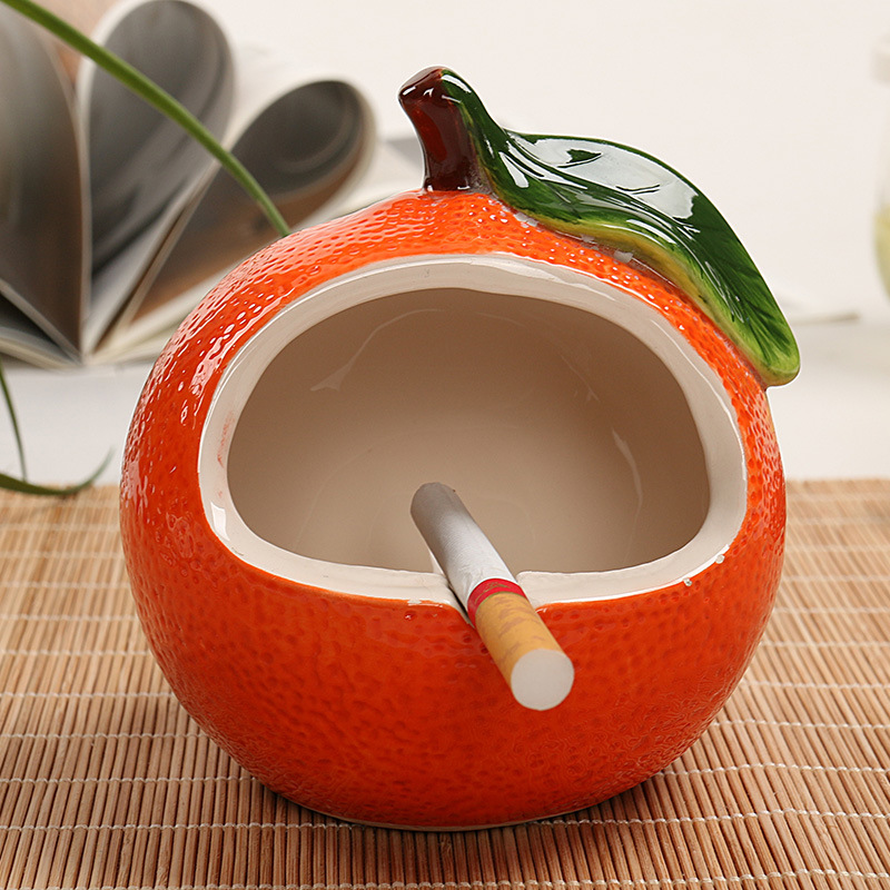 Custom Made Cute Fruit Shaped Ceramic Cigar Ashtray, Orange