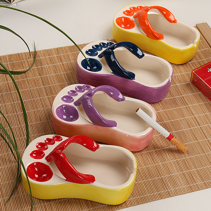 Cartoon Fashion Creative Personality high-Heeled Shoes Slippers Ceramic Ashtray Multifunctional Mini Home Furnishing Gift