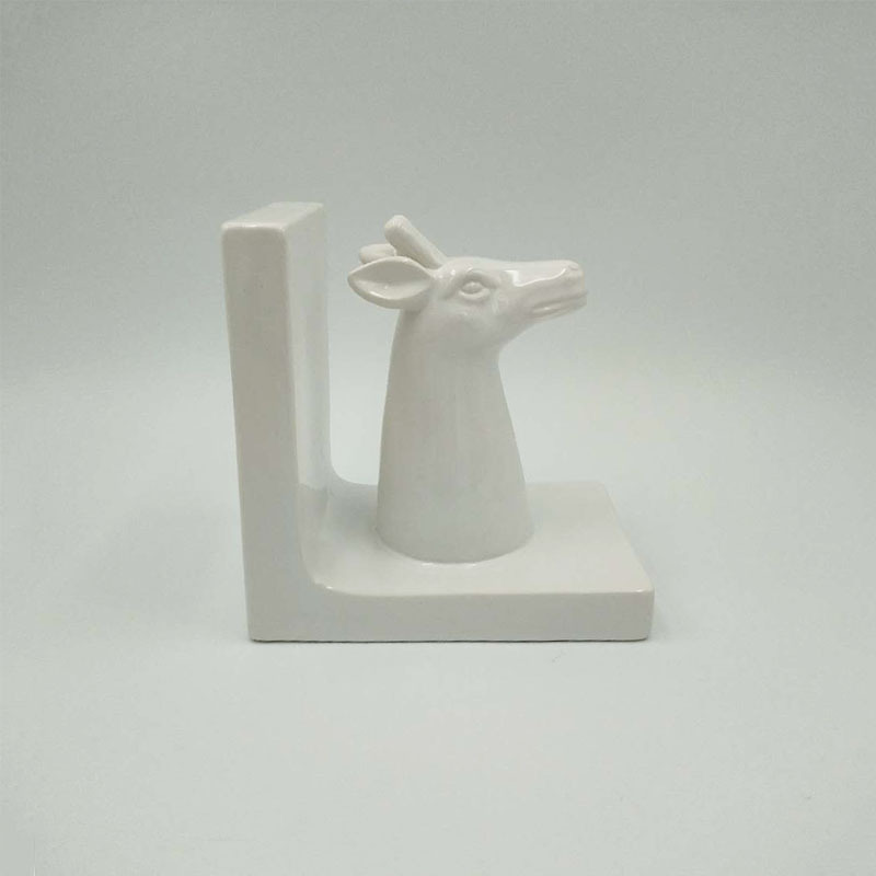 Ceramic Porcelain Deer Head Bookend Set, Stag Book ends set