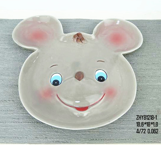Ceramic cartoon rat dishes ,animal mouse dolomite plate